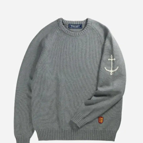 [BUNJANG] Gunnell's Raglan Crewneck Sweater / [새제품] 건지울른스 앵커 나그랑 크루넥 스웨터