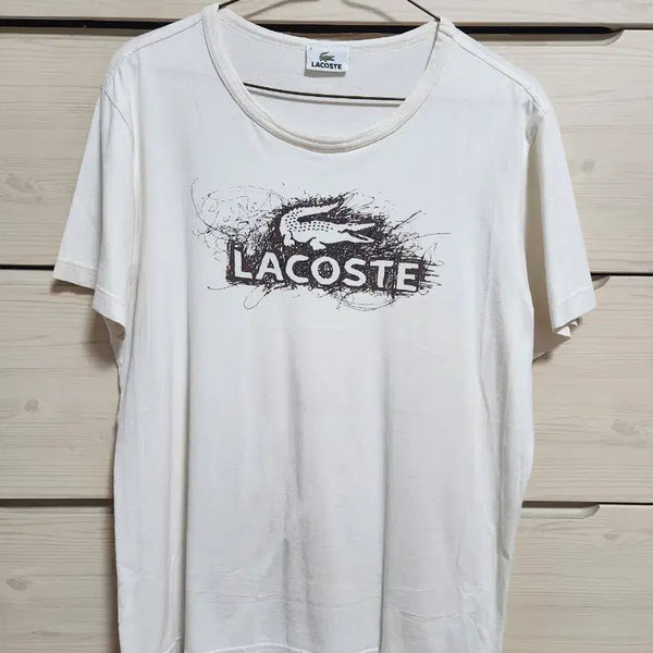 [BUNJANG] Lacoste Graphic Print Short Sleeve T-Shirt White / 라코스테 반팔티 화이트