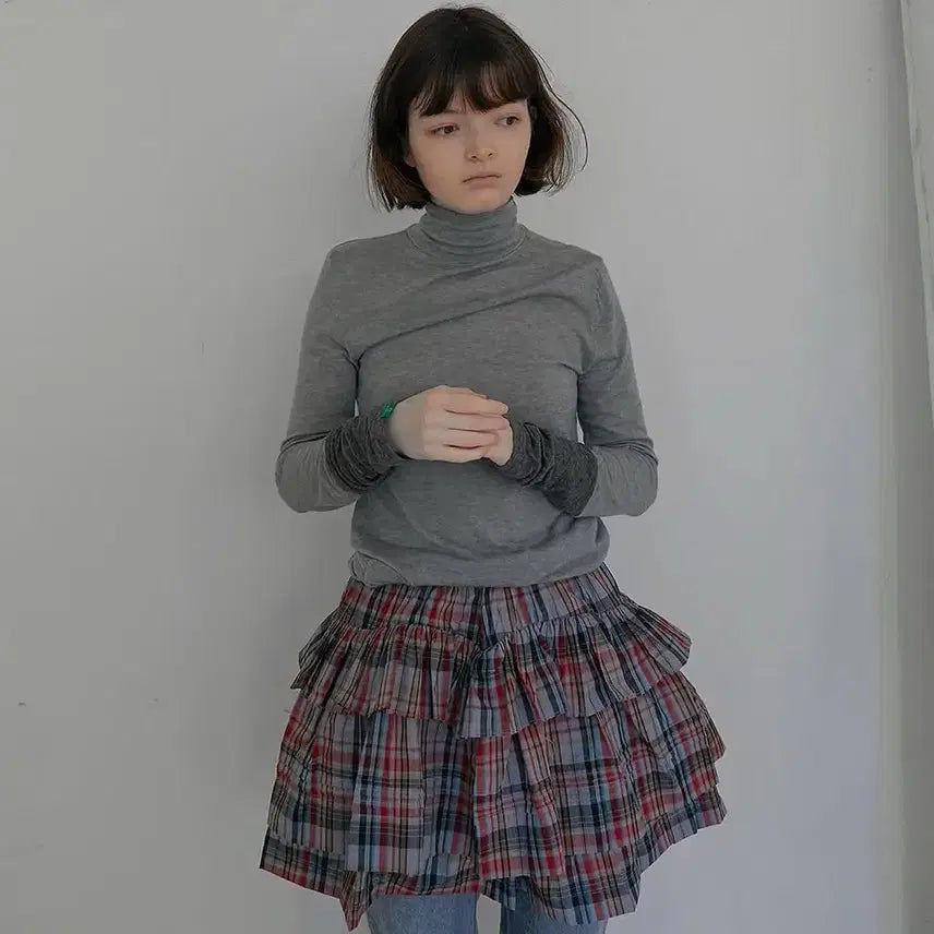 [BUNJANG] No Content Check Frill Mini Skirt / 노컨텐츠 no content 체크 프릴 미니스커트