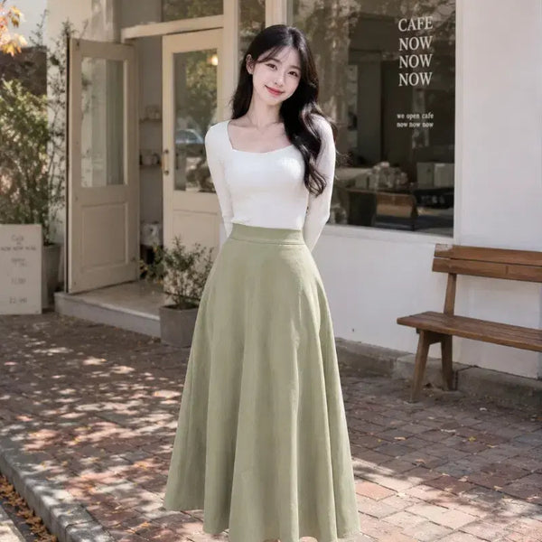[BUNJANG] Olive Flare Long Skirt / 올리브 플레어 롱 스커트