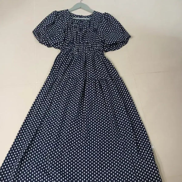 [BUNJANG] Overton Floral Balloon Sleeve Long Dress / 오버톤 잔꽃 무늬 벌룬 소매 롱원피스