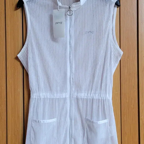 [BUNJANG] PING Golf Women's See-through Stripe Zip-Up Vest (New) / 핑 골프 여성 시스루 스트라이프 집업 베스트 (새상품)