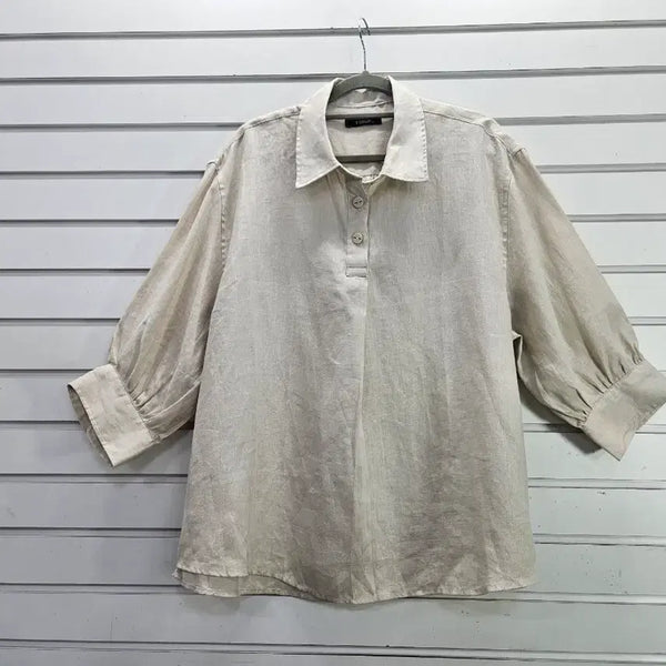 [BUNJANG] Linen Blend Mandarin Collar Shirt - Set of 6 / 연베이지 마원단 카라셔츠포함 총6건/보물찾기천사