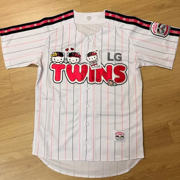 [BUNJANG] LG Twins x Hello Kitty x Hong Chang-gi Marked Baseball Jersey (Size M) / 엘지트윈스 X 헬로키티 X 홍창기마킹 95(M)