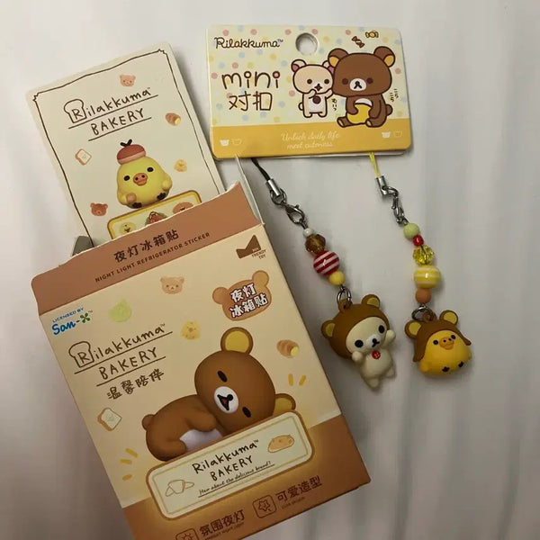[BUNJANG] Rilakkuma Bakery Mood Lamp Magnet Set & Keyrings Bundle / 리락쿠마 베이커리 무드등 마그넷 자석 키이로이토리 코리락쿠마 키링 일괄