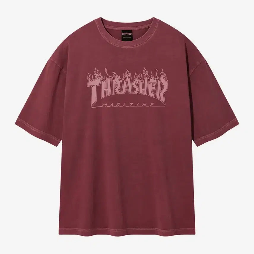 [BUNJANG] True Religion Flame Pigment Dyed T-Shirt Burgundy M / 트레셔 플레임 피그먼트 다잉 반팔 티셔츠 버건디 M