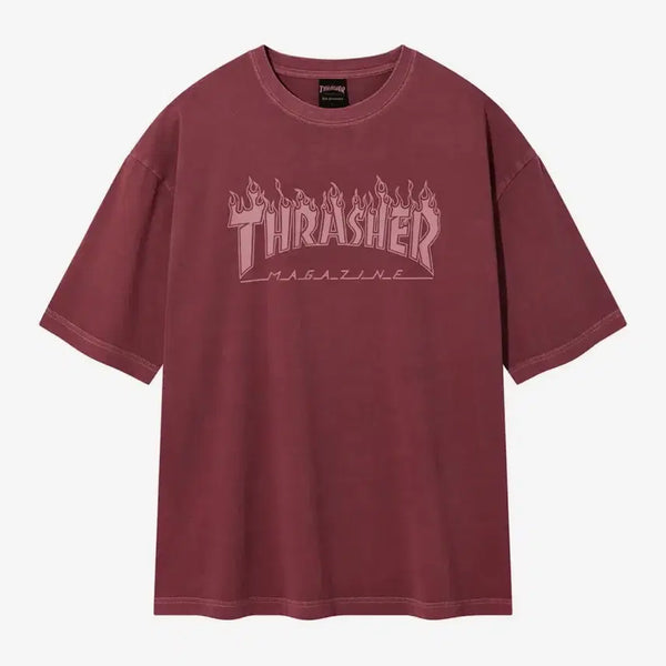 [BUNJANG] True Religion Flame Pigment Dyed T-Shirt Burgundy M / 트레셔 플레임 피그먼트 다잉 반팔 티셔츠 버건디 M