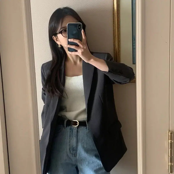 [BUNJANG] Mariround Favorite Classic Jacket Charcoal / 메리어라운드 지그재그1위 페이보릿 클래식 자켓 차콜