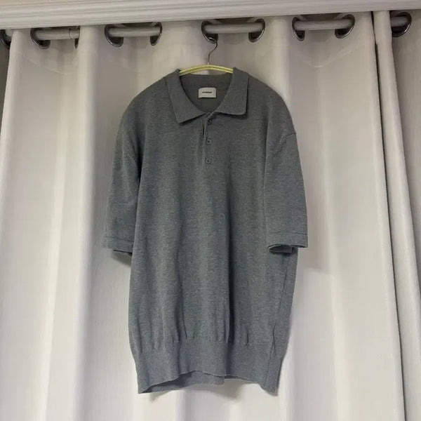 [BUNJANG] THEFROMHELL Plain Half Knit Polo Melange Grey Size 2 / 인더로우 plain half knit polo 멜란지그레이 2사이즈