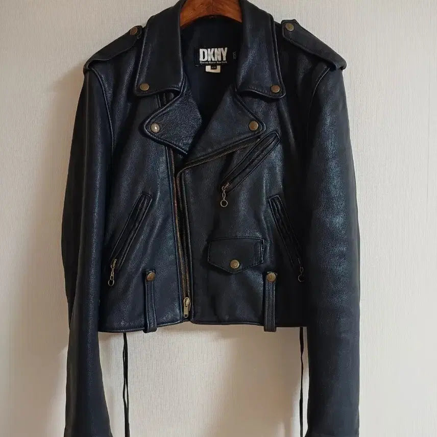 [BUNJANG] DKNY 90s Vintage Black Leather Rider Jacket / 90s DKNY 빈티지 가죽 라이더 레더자켓 블랙 에디슬리먼 도나카란