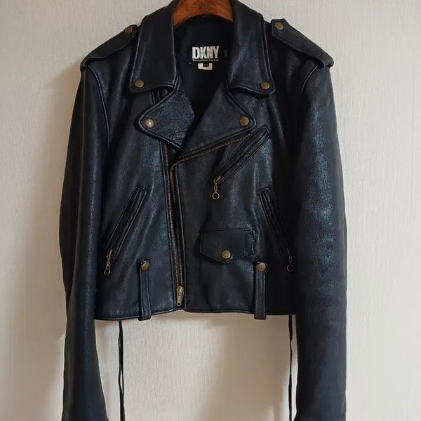 [BUNJANG] DKNY 90s Vintage Black Leather Rider Jacket / 90s DKNY 빈티지 가죽 라이더 레더자켓 블랙 에디슬리먼 도나카란