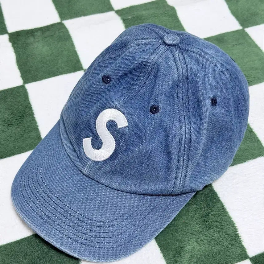 [BUNJANG] Supreme Pigment S Logo 6-Panel Denim Cap 24FW / 슈프림 피그먼트 S 로고 6-패널 데님 24FW
