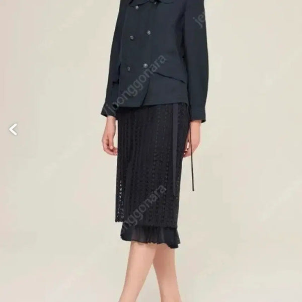 [BUNJANG] Mine Frill Neck Flap Blouse Navy / 마인 프릴넥 플랩 블라우스