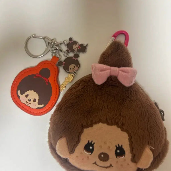 [BUNJANG] Monchhichi Girl Pouch & Keychain Set / 몬치치 여아 파우치 메지루시 가챠 세트