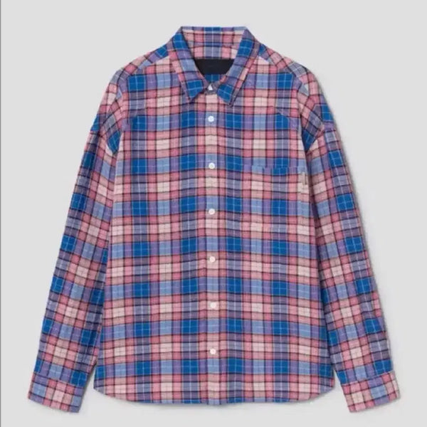 [BUNJANG] Juun.J 26SS Sundown Pink Linen Check Shirt / 준지 26ss 선다운 핑크 리넨 체크셔츠
