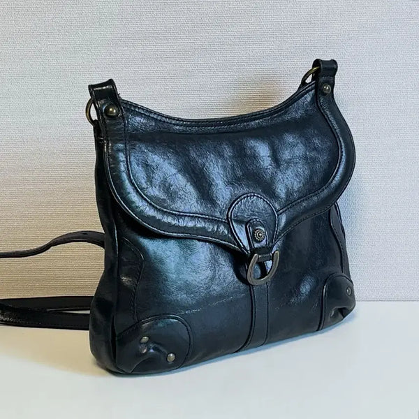 [BUNJANG] Dakota Black Leather Crossbody Bag / 다코타 블랙 레더 크러스백