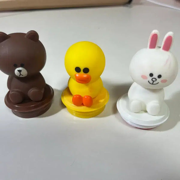 [BUNJANG] CGV Line Friends Limited Edition Stamp Figure Set (Cony, Brown, Sally) / CGV 라인프렌즈 한정판 도장 스탬프 피규어 코니 브라운 샐리 고전 빈티