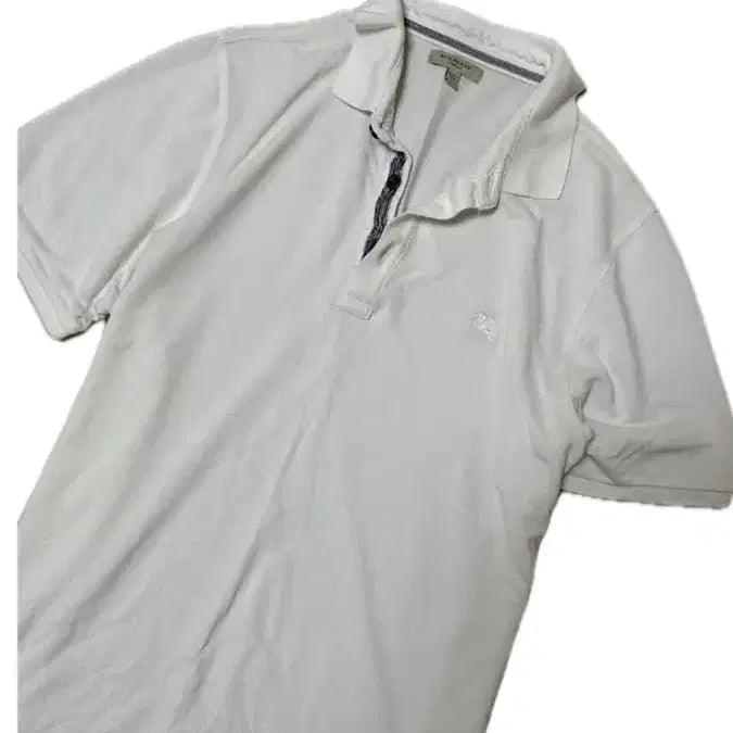 [BUNJANG] Burberry Cotton Polo Shirt (White, L) / 버버리 코튼 폴로 셔츠 L (정품)