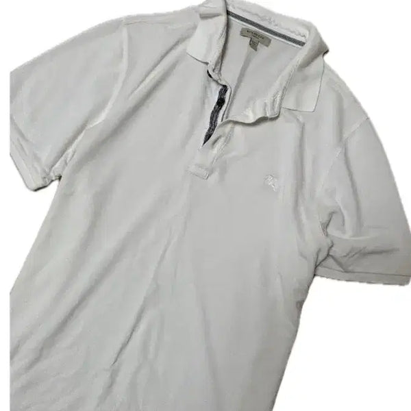 [BUNJANG] Burberry Cotton Polo Shirt (White, L) / 버버리 코튼 폴로 셔츠 L (정품)