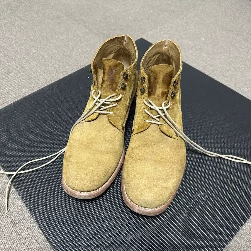 [BUNJANG] Gradus 02 Suede Olive Drop Boots (280) / 그라더스 02 스웨이드 올리브 드랩 부츠 280