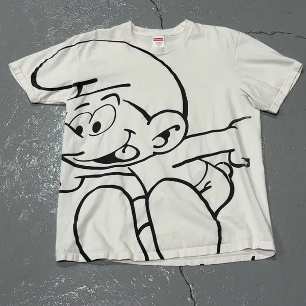 [BUNJANG] Supreme x Smurfs White T-Shirt / 20FW 슈프림(Supreme) x 스머프 화이트 반팔 티셔츠