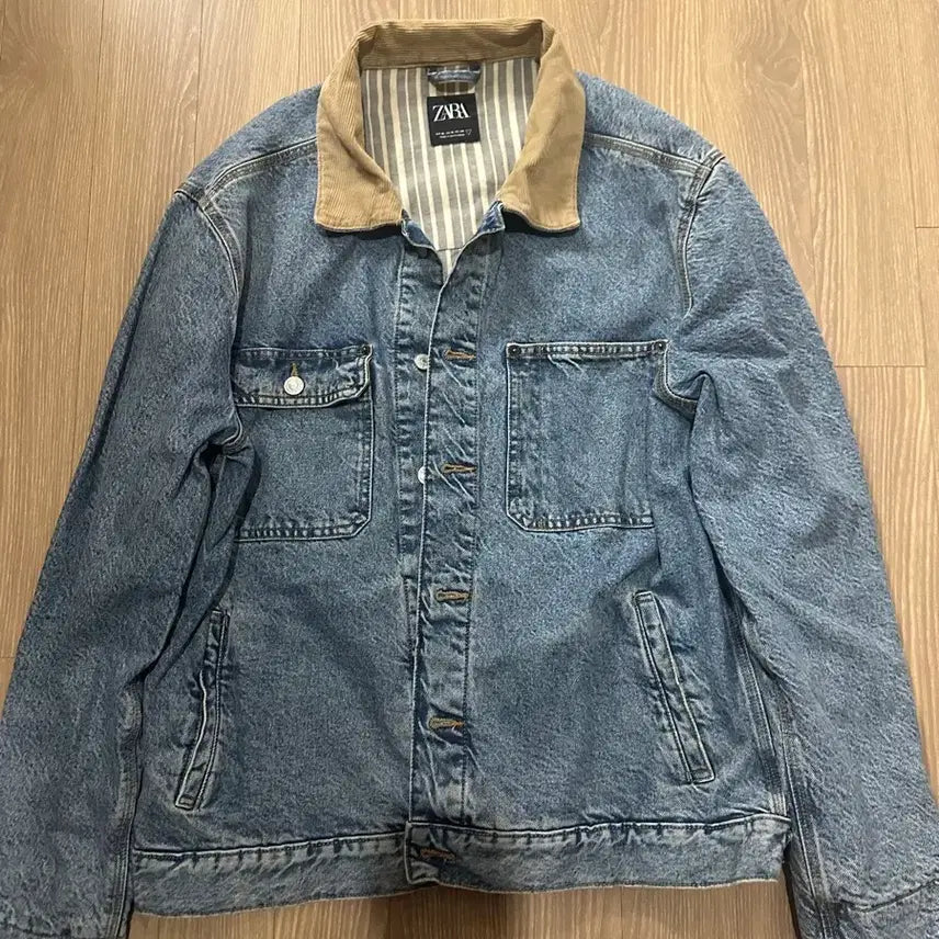 [BUNJANG] Zara Corduroy Collar Denim Jacket XL / 자라 코듀로이 카라 청자켓 XL