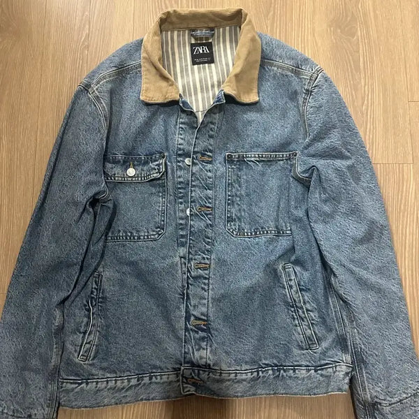 [BUNJANG] Zara Corduroy Collar Denim Jacket XL / 자라 코듀로이 카라 청자켓 XL