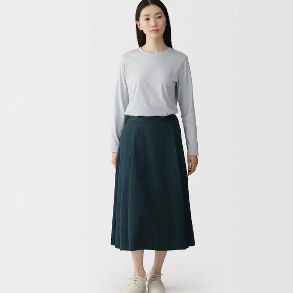 [BUNJANG] Muji Pintuck Flare Skirt Navy / 무인양품 핀턱 플레어 스커트 M 네이비