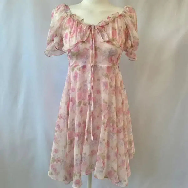 [BUNJANG] Checklist Maldives Pink Chiffon Mini Dress / 체크리스트 몰디브 핑크 쉬폰 미니 원피스
