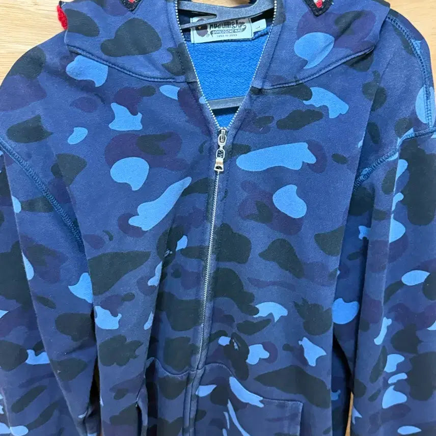 [BUNJANG] BAPE Shark Camo Full Zip Hoodie Navy L / 베이프 샤크 카모 후드집업 네이비L