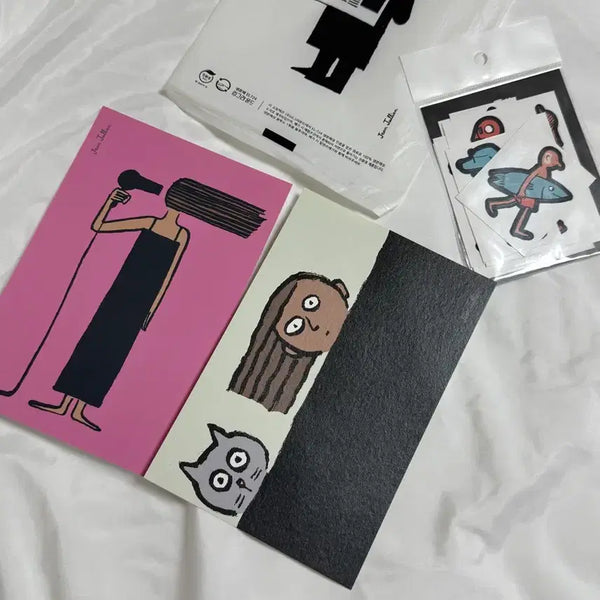 [BUNJANG] Jean Jullien Exhibition Goods Postcard Sticker Set (Sealed) / (미개봉) 장줄리앙 전시 굿즈 엽서 스티커 세트