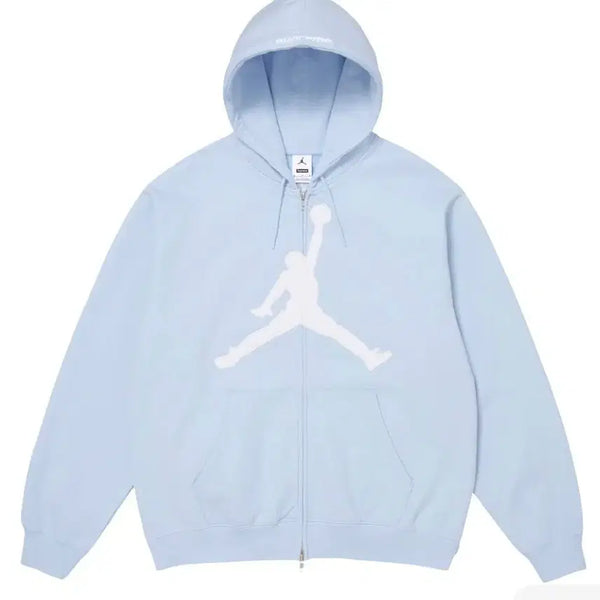 [BUNJANG] Supreme x Jordan Zip Up Hooded Sweatshirt Light Blue M / 슈프림 x 조던 집업 후드 스웨트셔츠 라이트 블루