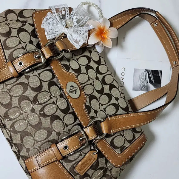 [BUNJANG] Coach Hampton Flap Satchel Shoulder Bag / 거의새거) 코치햄튼 플랩사첼, 숄더백