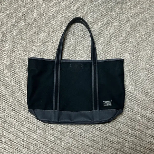 [BUNJANG] Porter Boyfriend Tote M Black Cotton Canvas Bag / 포터 보이프렌드 토트 M 블랙