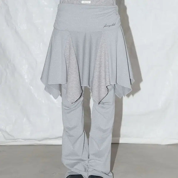 [BUNJANG] Fancy Club Layered Pin-tuck Pants Grey / 팬시클럽 스커트 레이어드 핀턱 팬츠 그레이 F25QD894