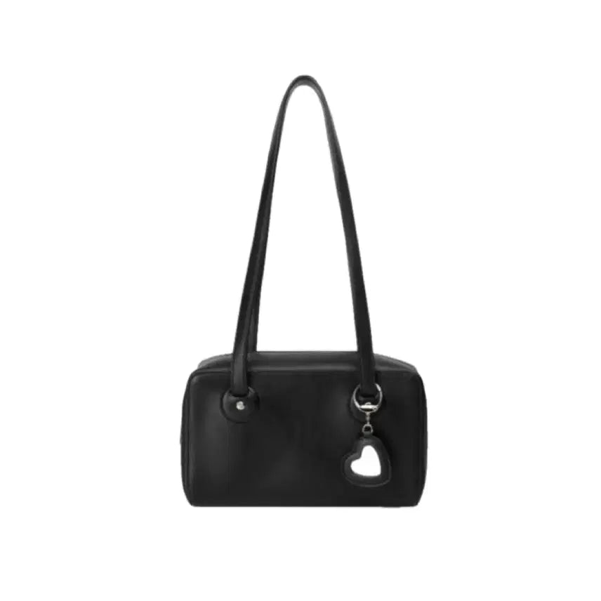 [BUNJANG] Leatherly Plump Heart Keyring Shoulder Bag Black / 레더리 숄더백 미니백 블랙