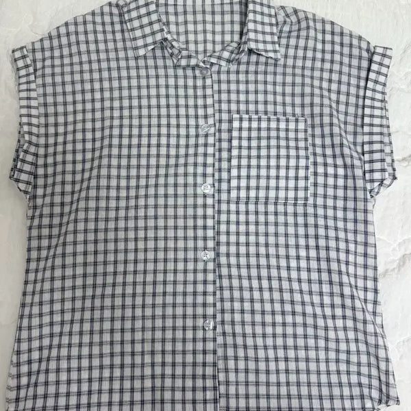 [BUNJANG] Summer Check Sleeveless Shirt / 여름 체크 셔츠