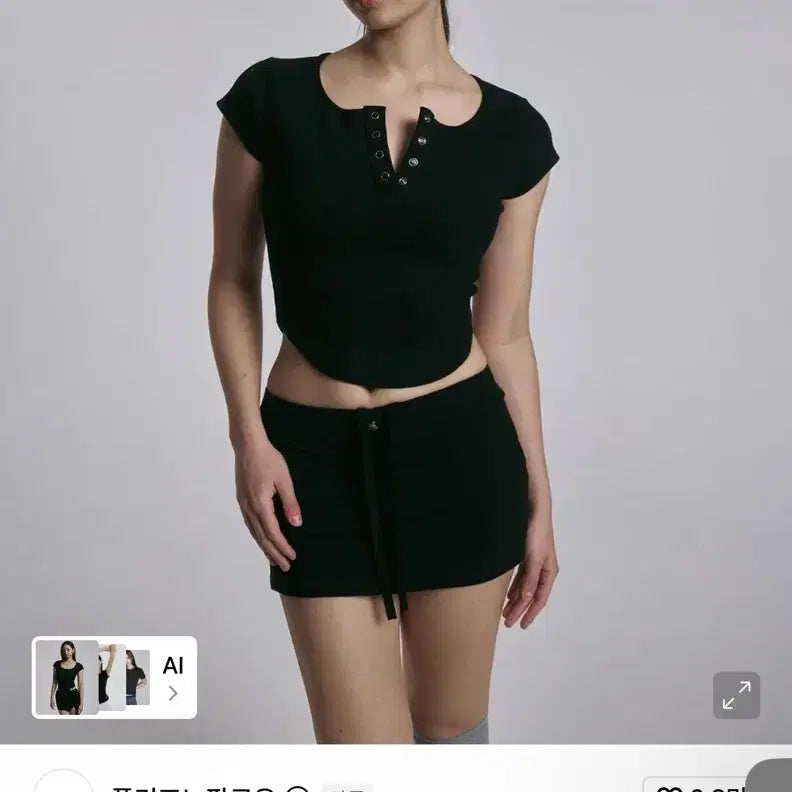 [BUNJANG] Please No Follow Jennie Snap Top Black / 플리즈노팔로우 제니 스냅 탑 블랙