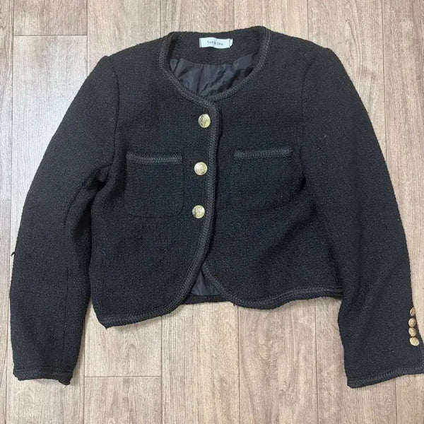 [BUNJANG] Black Tweed Jacket with Gold Buttons / 트위드 자켓 블랙 금장 버튼
