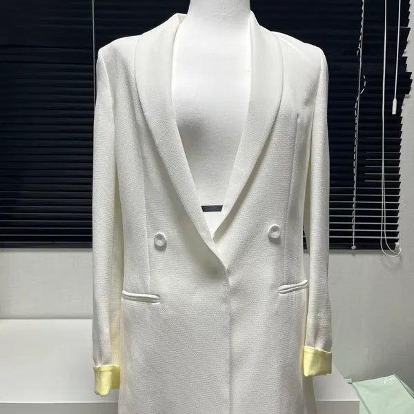 [BUNJANG] LAP White One-Button Slim Fit Long Jacket / LAP 화이트 원버튼 슬림 자켓