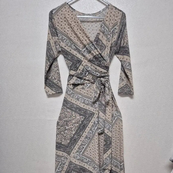 [BUNJANG] Paisley Pattern Wrap Dress / 페이즐리 패턴 랩원피스