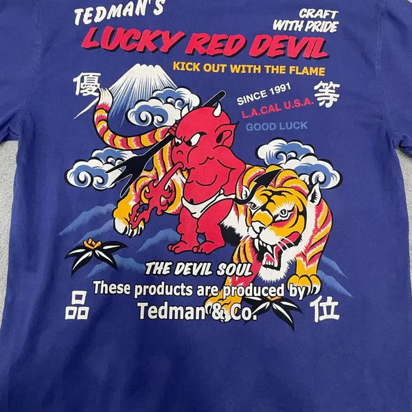 [BUNJANG] Ted Company Lucky Red Devil Navy T-Shirt / 테드컴퍼니 럭키 레드데빌 네이비 반팔티 42