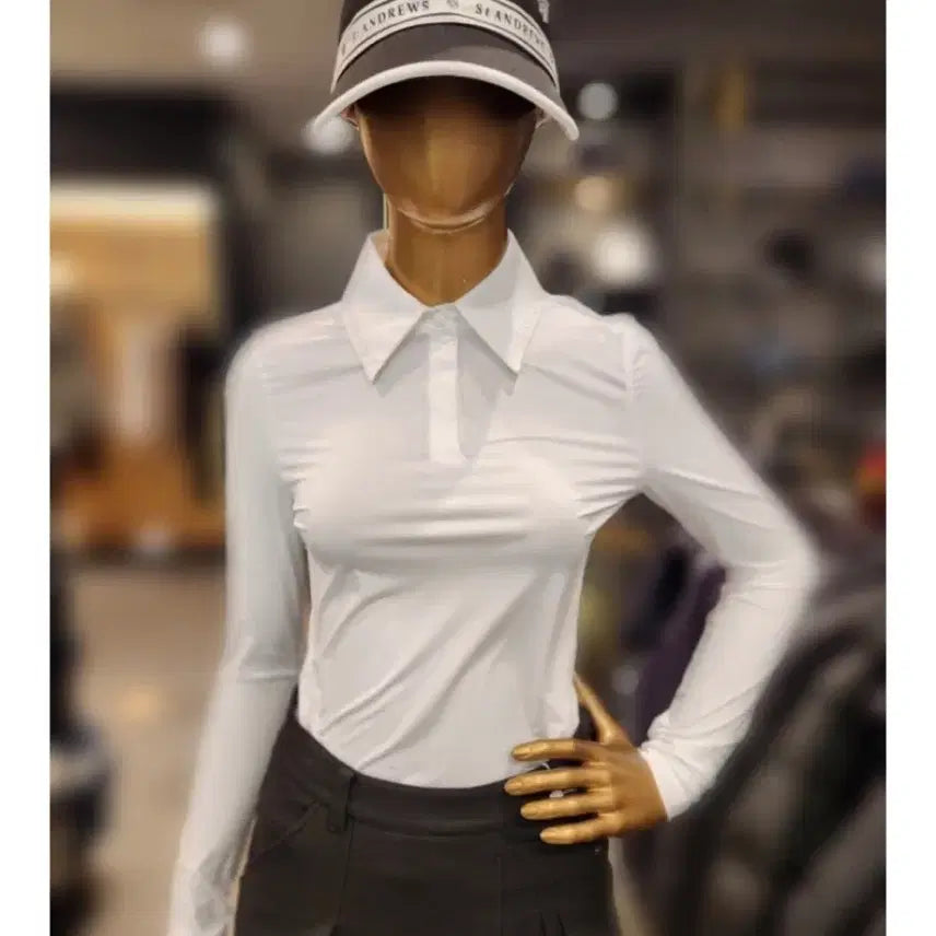 [BUNJANG] Saint Andrews Women's Embossed Cooling Collar T-Shirt / 세인트앤드류스여성엠보냉감카라티셔츠S (55)
