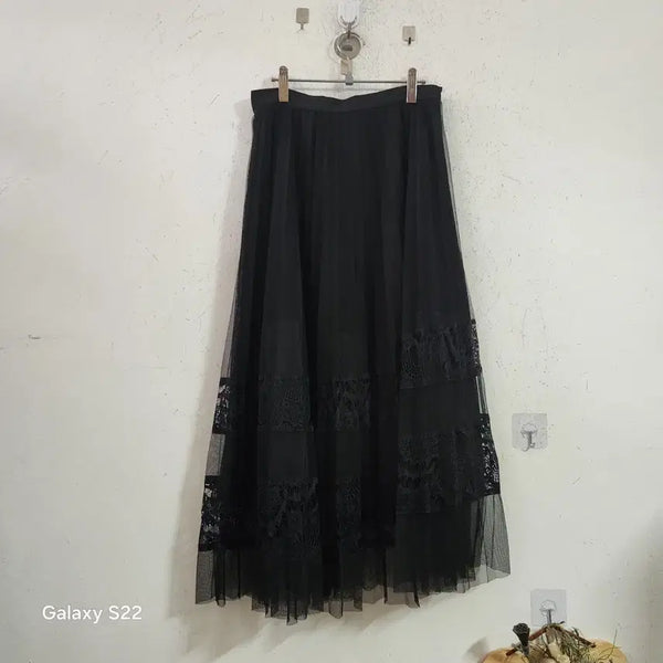 [BUNJANG] Black Lace Long Skirt / 블랙 레이스 롱 스커트