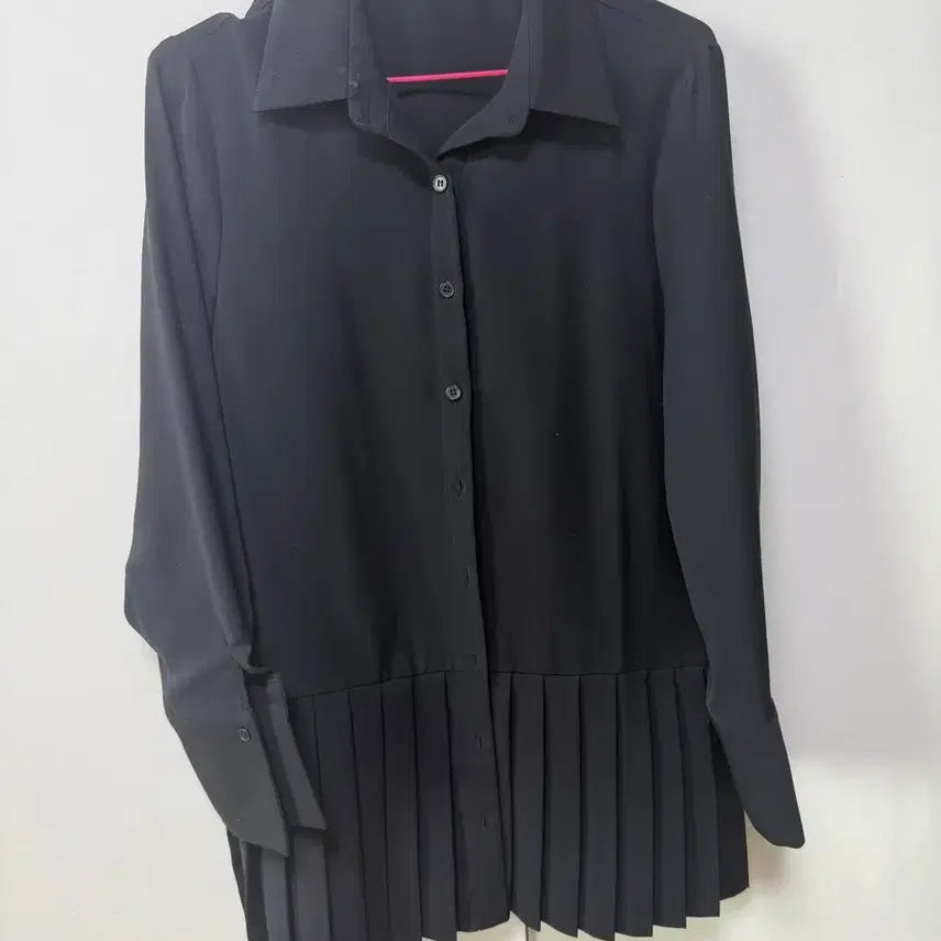 [BUNJANG] Black Pleated Shirt Dress / 블랙 플리츠 셔츠 원피스