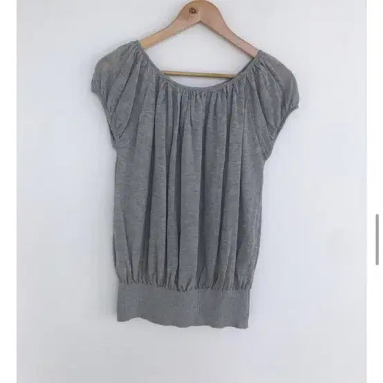 [BUNJANG] Puff Shirring Short Sleeve T-Shirt Gray / 퍼프셔링반팔 그레이 새상품