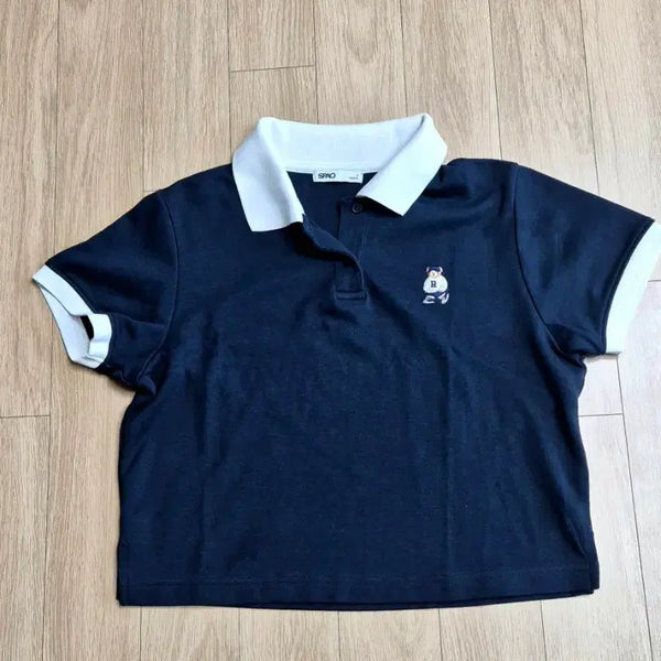 [BUNJANG] SPAO Bear Embroidery Polo Shirt Navy S / 스파오 네이비 베어 자수 카라티 S