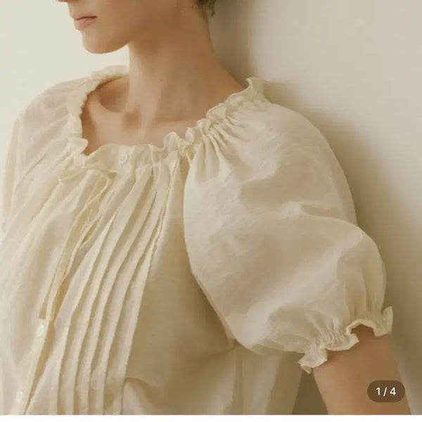 [BUNJANG] Abord Pintuck Puff Blouse - Cream / 어바드 핀턱 퍼프 블라우스_크림