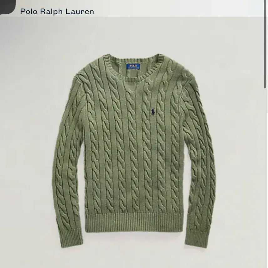 [BUNJANG] Polo Ralph Lauren Cable Knit Sweater Green L / 폴로 랄프로렌 케이블 니트 스웨터 그린 L