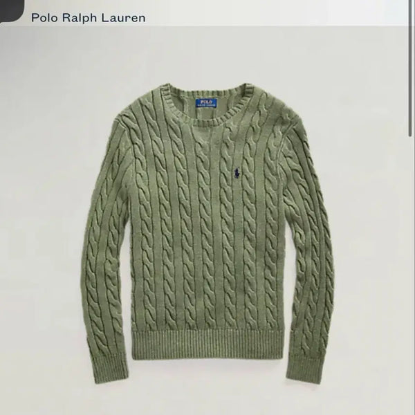 [BUNJANG] Polo Ralph Lauren Cable Knit Sweater Green L / 폴로 랄프로렌 케이블 니트 스웨터 그린 L